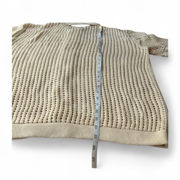 PacSun| Off White Open Knit Polo 2.0 Woven Camp Shirt Size M 100% Cotton - Picture 6 of 8